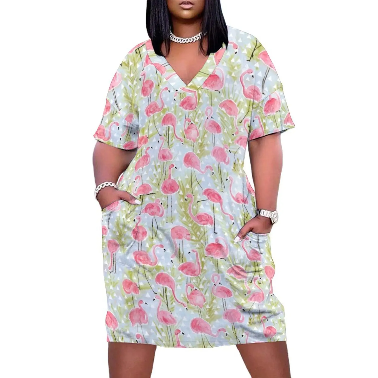 

Bohmian Flamingos Loose Pocket Dress dresses summer clothes for woman