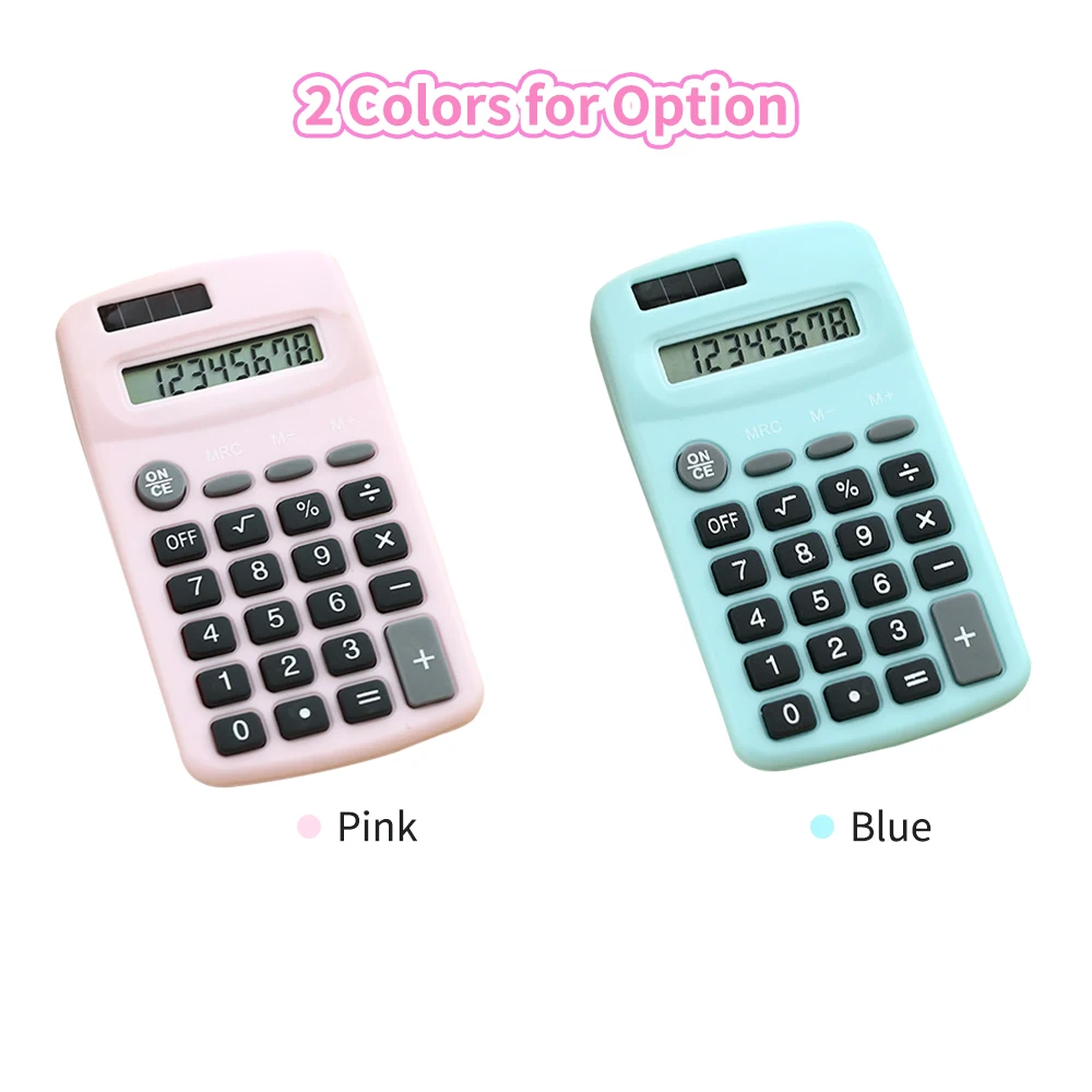 Mini Cute Calculator 8 Digits Display Solar & Battery Dual Power Portable Electronics Calculator Accounting Tool