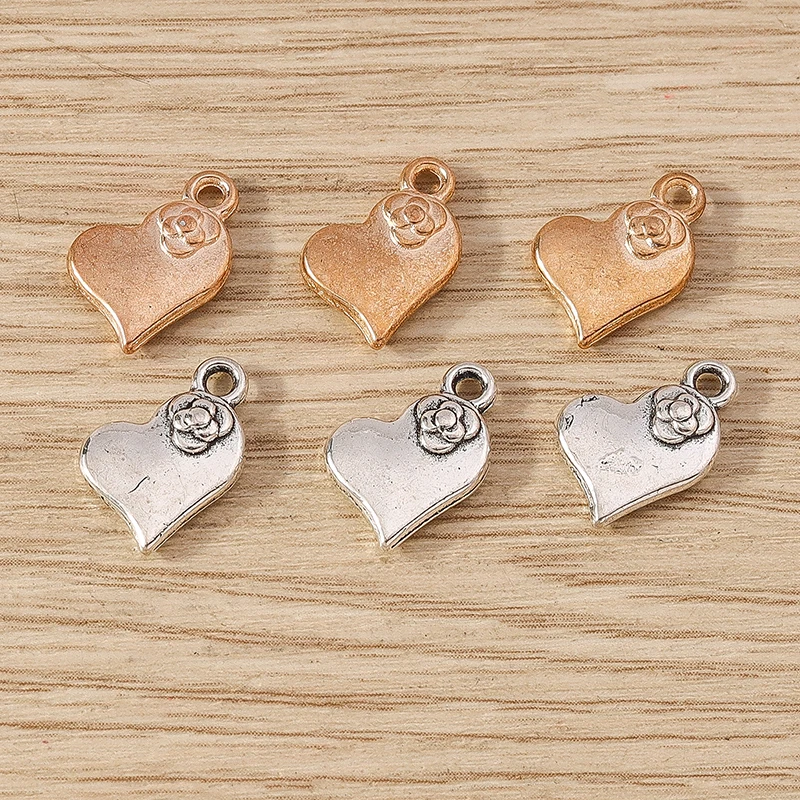 20 stücke 14x16mm niedlichen Gold Silber Farbe Legierung Liebe Herz Charms Anhänger für Schmuck Herstellung Ohrringe Halsketten Armbänder DIY Geschenke – Detail 5