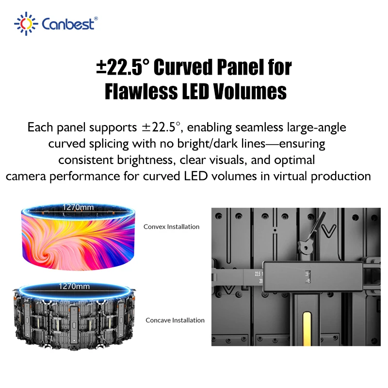 Canbest 7680Hz 16Bit P1.9 P2.6 4K 8K Indoor Curved Led Display Screen Digital Virtual Production Led Video Wall Panel for Studio view 5