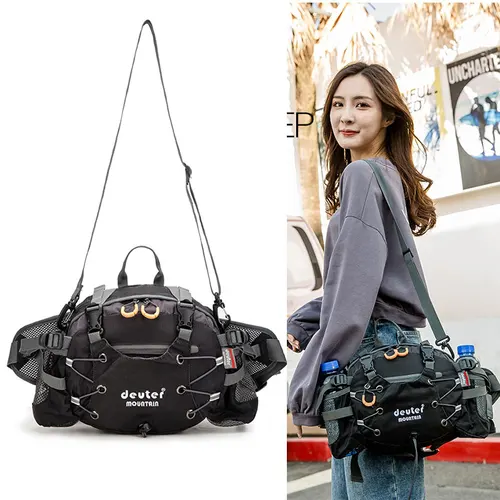 Imagen 2 del producto Bolso de cintura para acampar en el pecho, bolso de hombro de nailon para exteriores, bandolera de viaje, ciclismo, montar en bicicleta, correr, bolsos de escalada para hombre