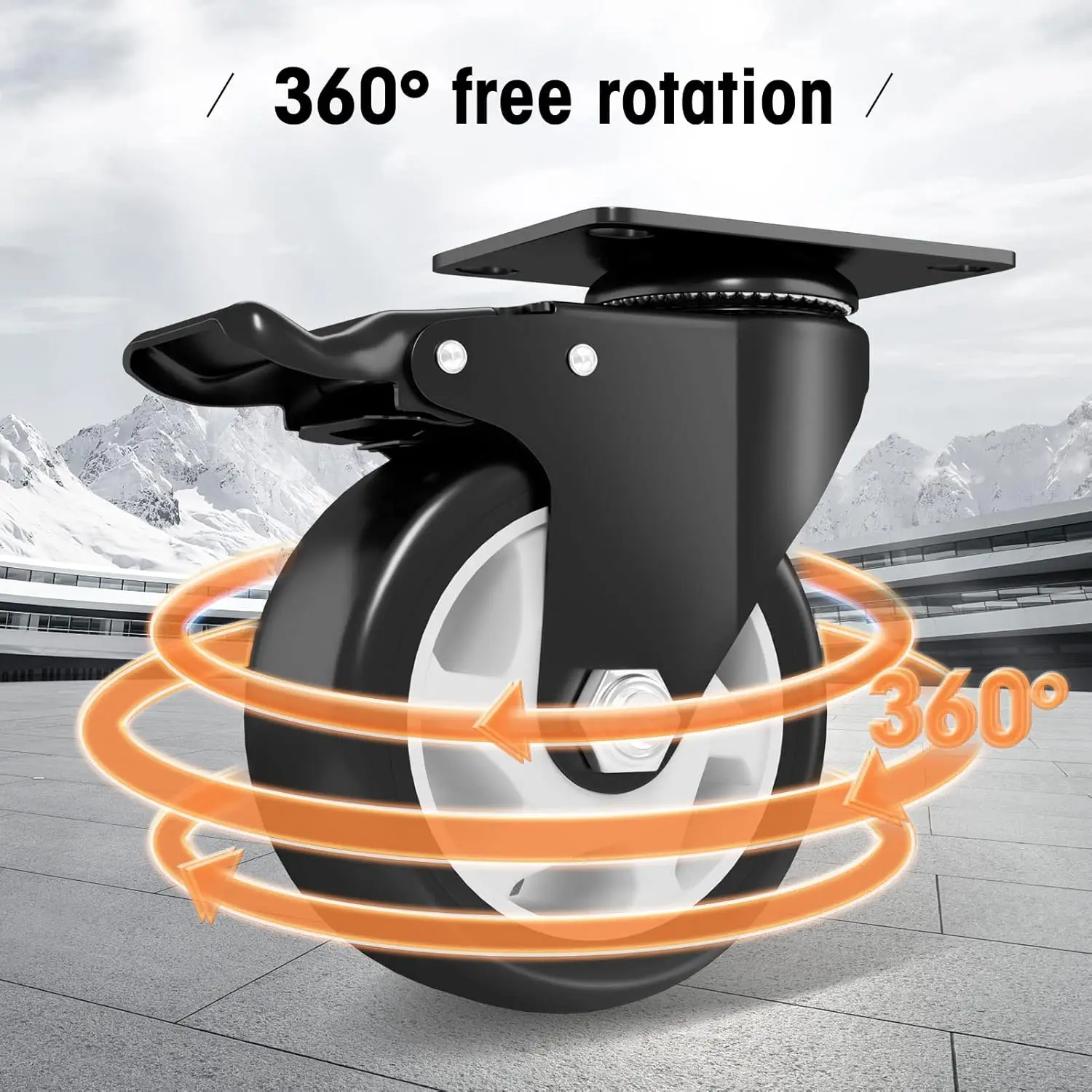 Heavy Duty Industrial Casters PP Wheels for Furniture and Workbench Wheel Caster Wheel Swivel Top Plate Casters with Brake