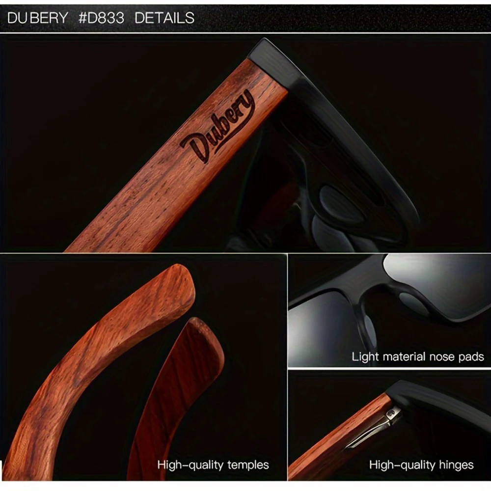 DUBERY Wooden Polarized UV400 Protection Sunglasses For Men And Women 6 Colors Model 833