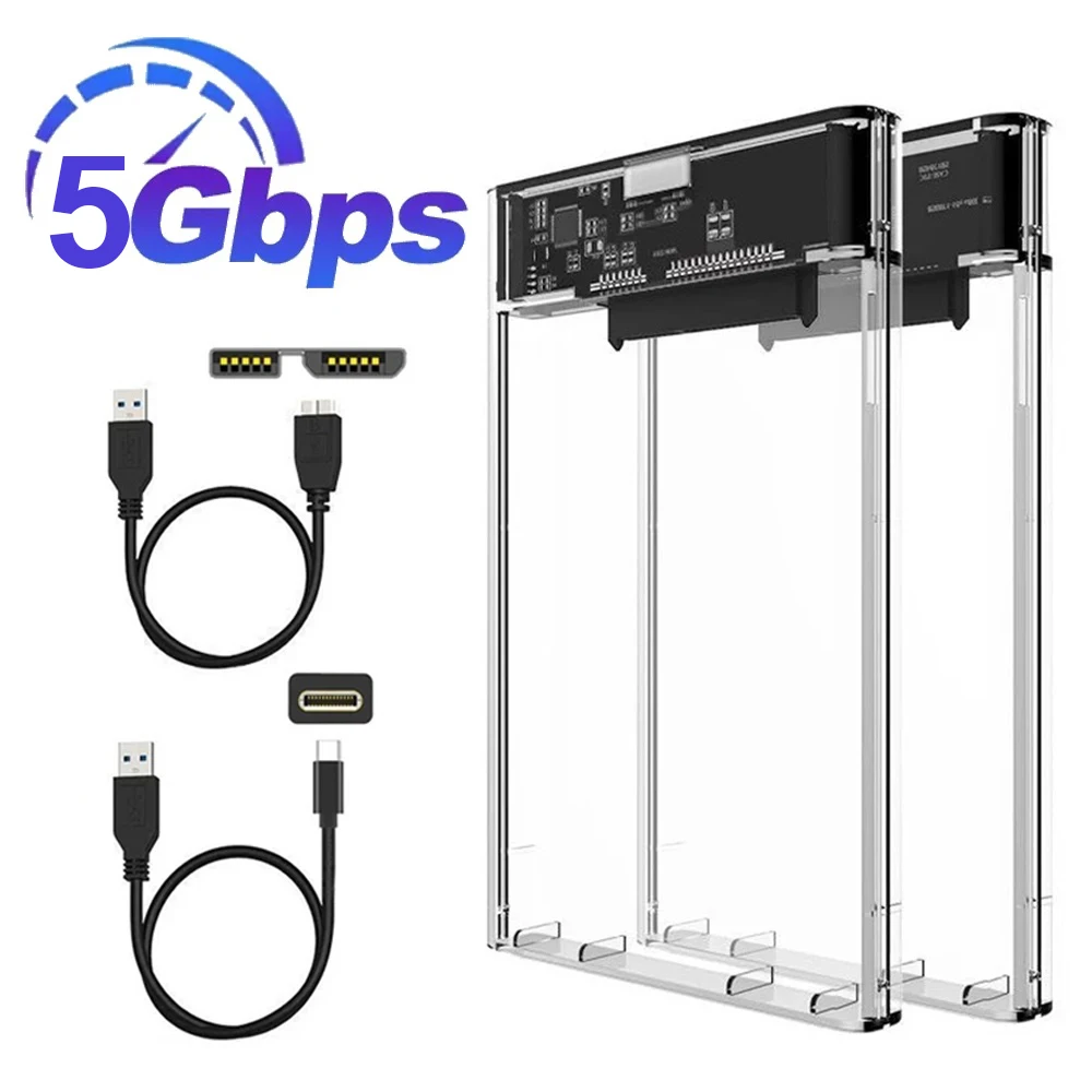 

USB 3.1/USB 3.0/Type C HDD Enclosure 2.5inch SATA SSD External Hard Drive Case with 5Gbps Transfer Speed Tool-Free Hard disk Box