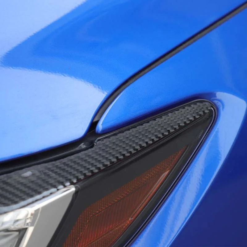 ل 2022-2023 سوبارو WRX العلوي الحاجب شريط زخرفي الحاجب ملصق مزخرفة ألياف الكربون الحقيقية (ناعمة) 2 قطعة