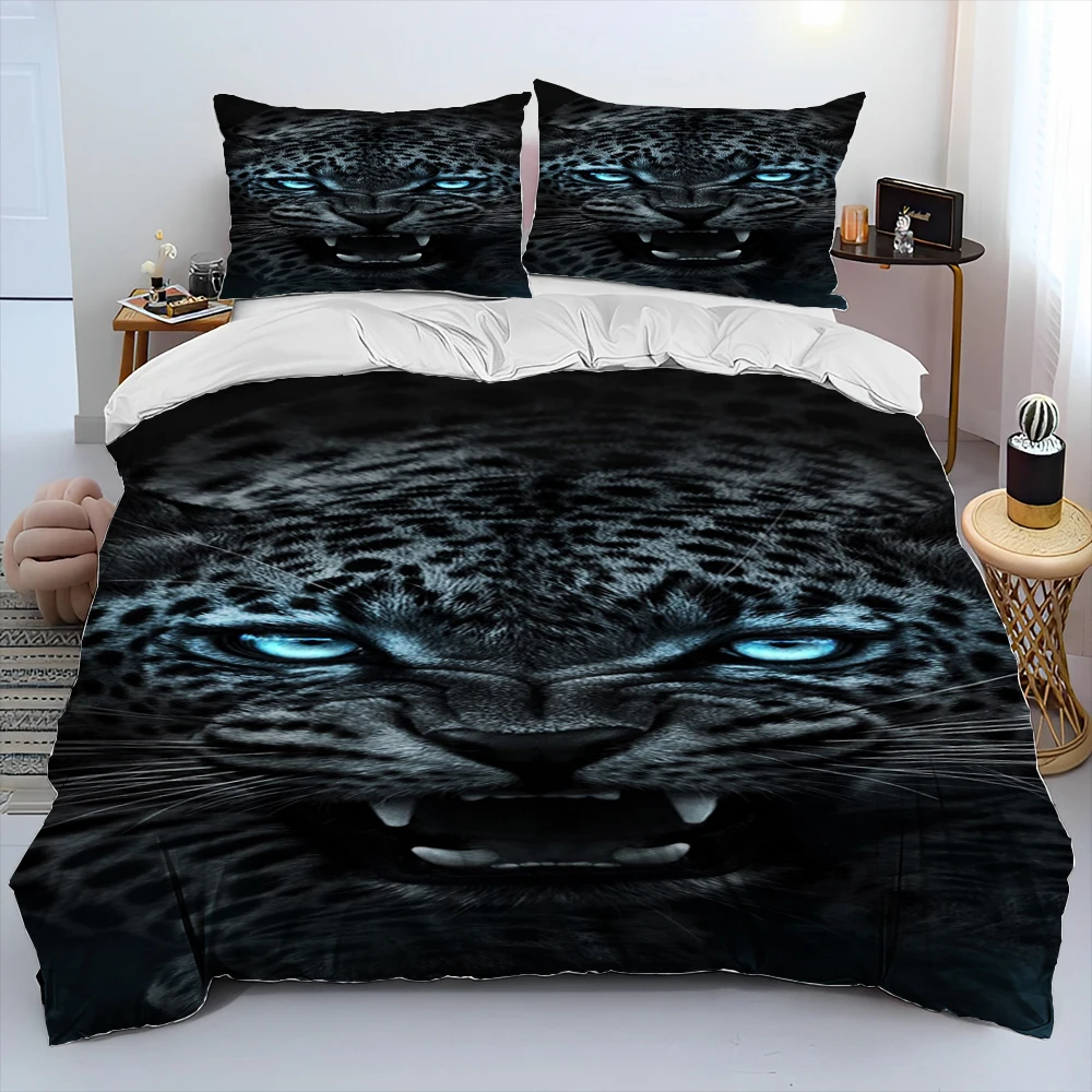 Animal Leopard Cheetah Cartoon Beast Bedding Set,Duvet Cover Bed Set Quilt Cover Pillowcase,King Queen Size Bedding Set Adult