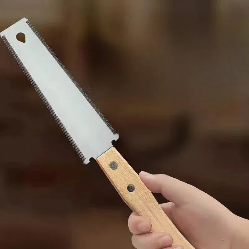 12 Inch Small Hand Saw Flush Cut Woodworking Tool with Straight Wooden Handle Single Edge Pull Saw for Trimming Household DIY