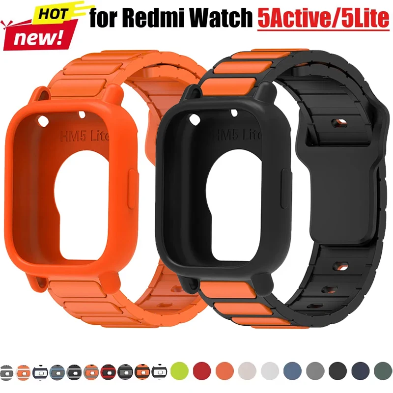 2in1 Silicone Case+Strap For Redmi Watch 5 Active Hollow Out Protective Silicone Cover For Redmi Watch 5 Lite Wristband Bracelet