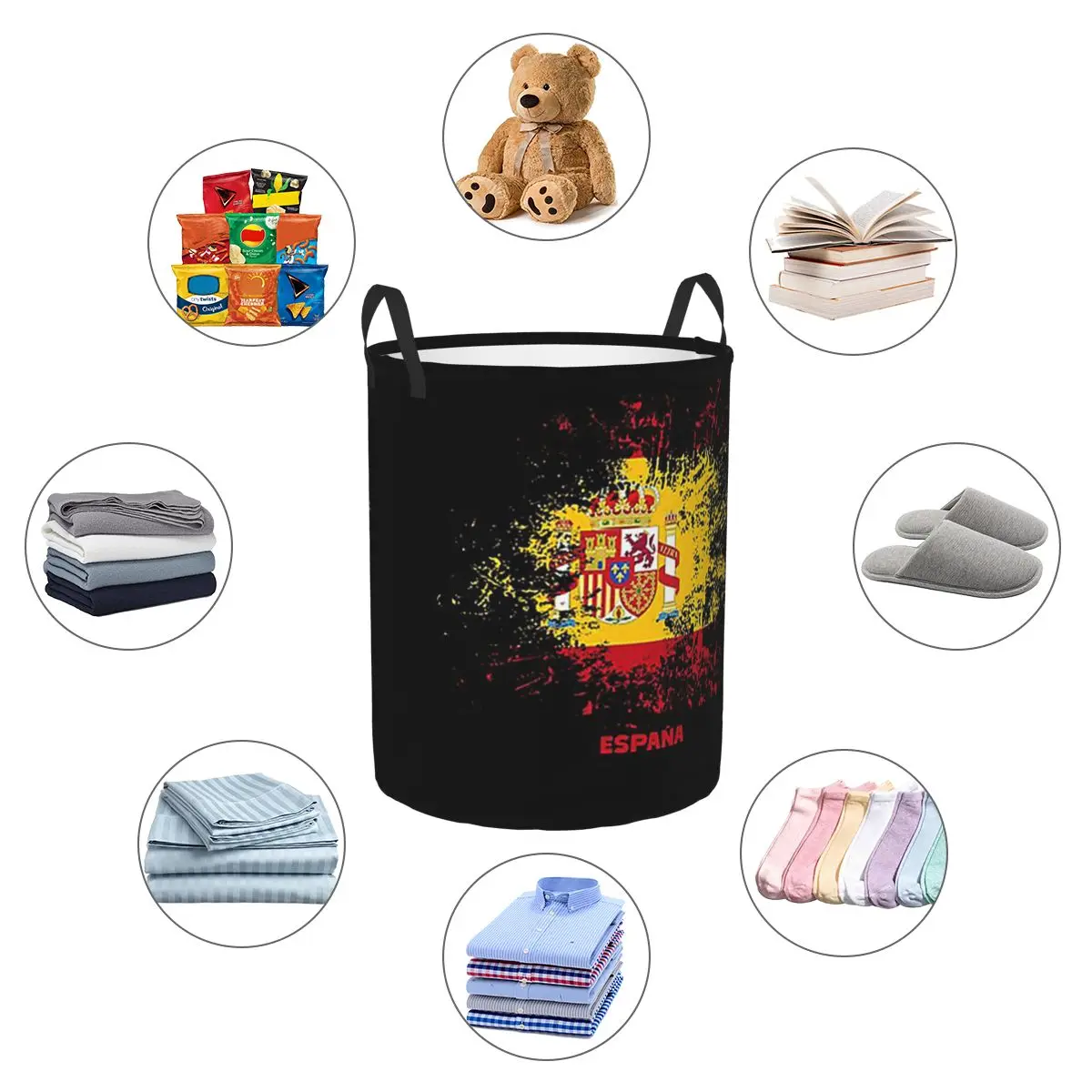 Spain Watercolor Spaniard Flag Spanish Outfit Foldable Laundry Baskets Dirty Clothes Toys Storage Basket Large Waterproof Bag