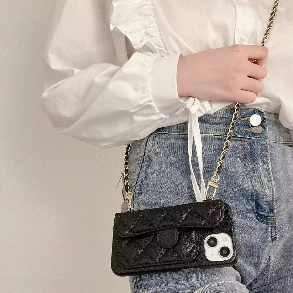 

Кожаный чехол с геометрическим рисунком из овечьей кожи для iPhone 17, Air 16, 15, 14, 13 Pro Max Plus, слот для карт, ремешок через плечо, длинный металлический чехол-цепочка