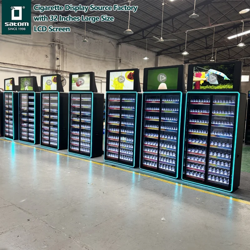 custom.European High-end Tempered Glass Security Door Metal Display Rack Stand With Cool Store Atmosphere Lighting