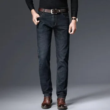 2026 New Style Business Men's Jeans Casual Straight Stretch Fashion Classic Blue Black Work Pant Denim Trousers Male Clothing 4