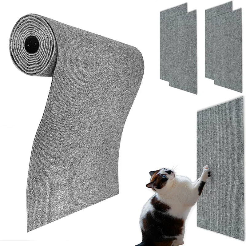 Wall Anti Cat Scratch Sofa DIY Cats Scratch Board Sofa Protection Paws Sharpen Trimmable Self-adhesive Carpet Cats Scratch Board