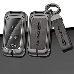 Zinc Alloy Leather Car Key Case Cover Holder Protector Shell for Chery Tiggo 4 7 Arrizo 5 3 Tiggo 8 Auto Interior Accessories
