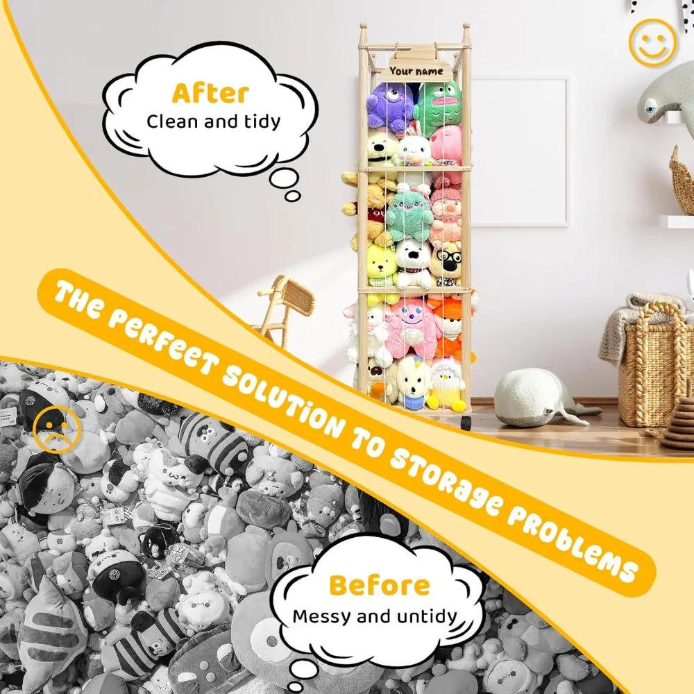 منظم حيوانات محشو خشبي: تخزين لطيف على شكل حديقة الحيوان للألعاب القطيفة في الحضانة وغرف الأطفال الصغار وغرف اللعب #6