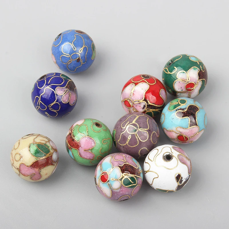 Handcrafted Enamel Filigree Large 14-30mm Round Beads Cloisonne Copper Fancy DIY Accessories Necklace Jewelry Making