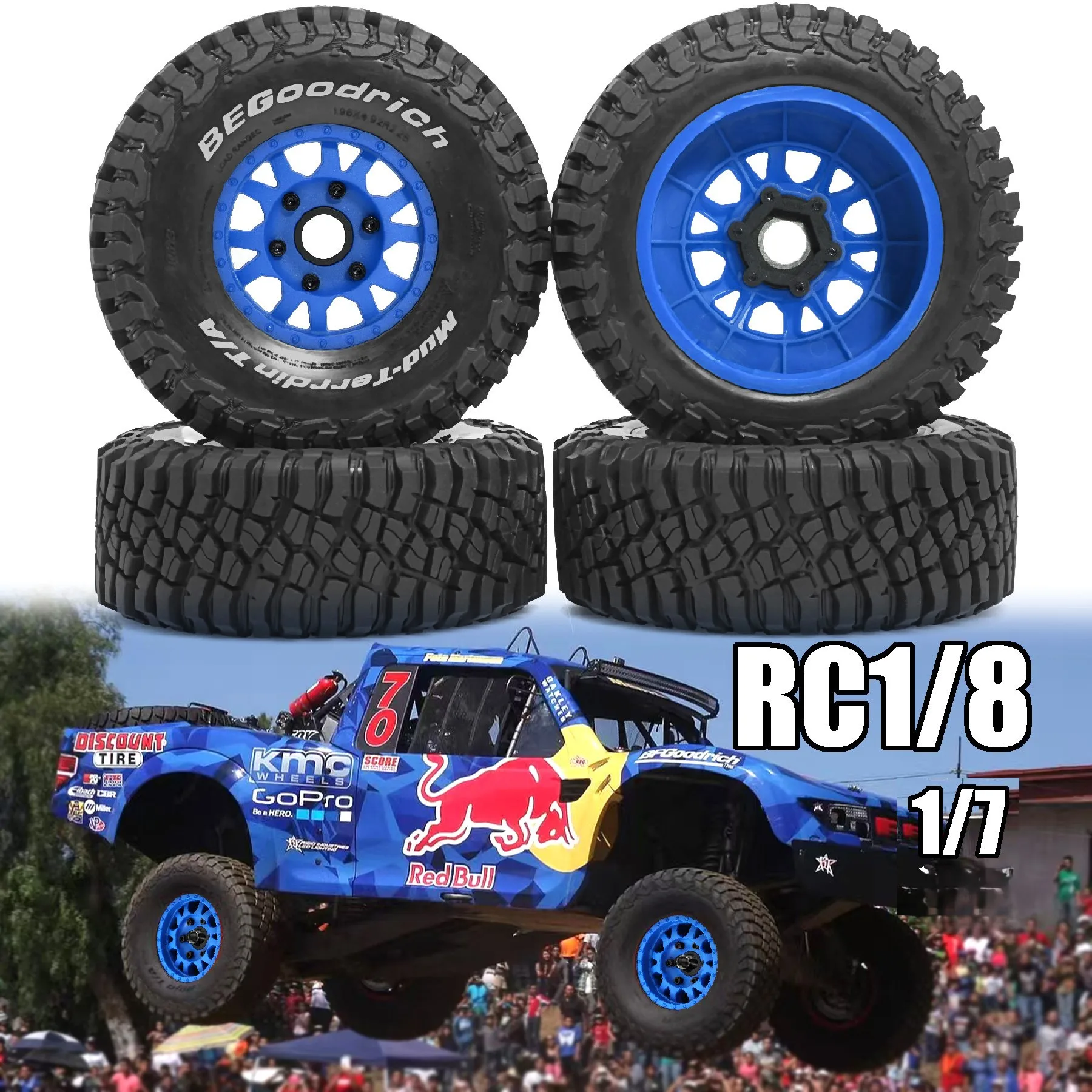 4pcs 1/7 1/8 Short Course Truck Tire for ARRMA Mojave TRAXXAS UDR Yikong DF7 FS Buggy  Baja RC Car Update Accessorries