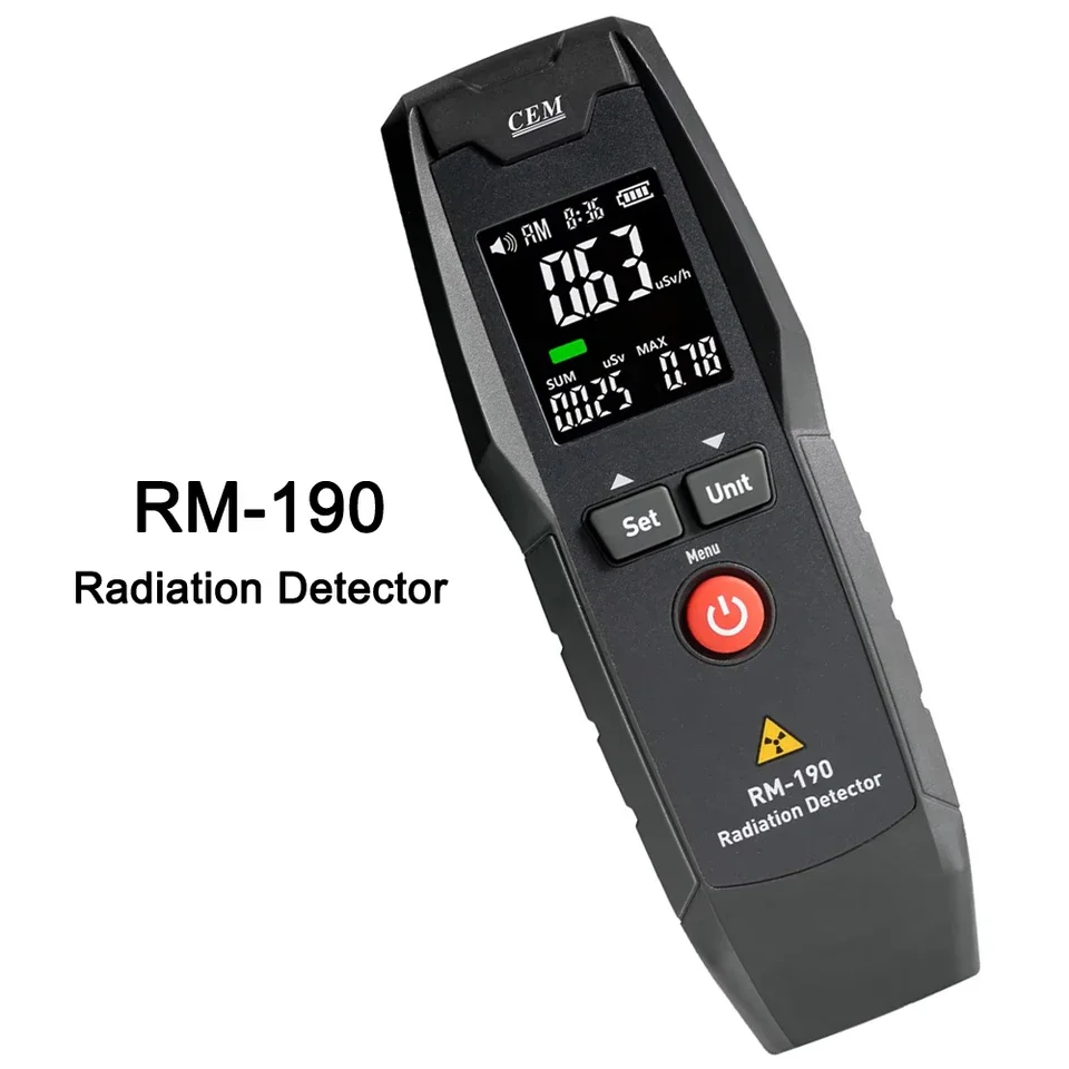 RM-190 High Sensitivity Radiation Detector Geiger Meter Buzzer Alarm X-ray Beta Gamma Ray 0.01 Svh Resolution