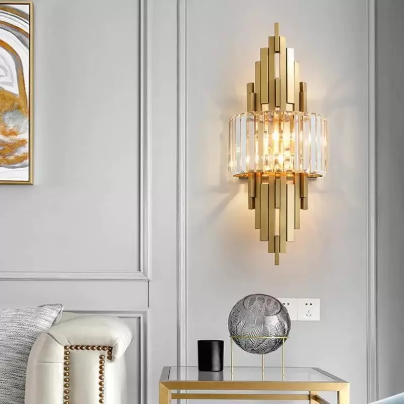 Nordic Postmodern Crystal Wall Light Creative Living Room TV Background Bedroom Bedside Lamp Hotel Aisle Luxury Foyer Study