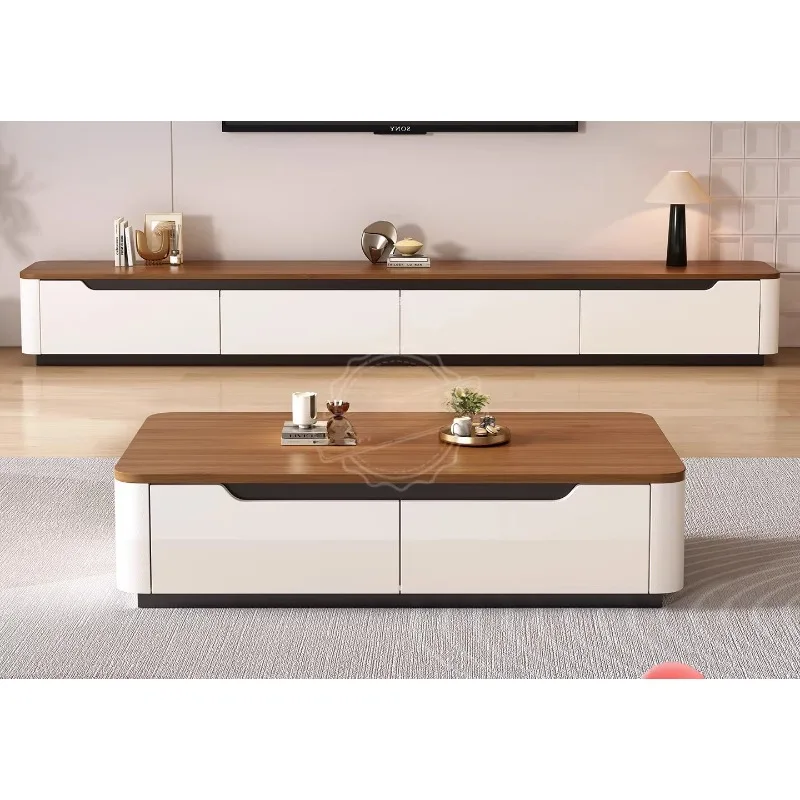 Home Solid Wood TV Cabinet Modern Simple Living Room Household Small Apartment Medium Ancient Style Floor TV Cabinet Coffee Tabl