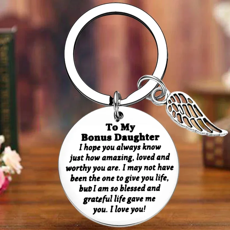 Metal Bonus Daughter Gift Keychain Stepdaughter Gift Key Chain Pendant Unbiological Daughter Gift