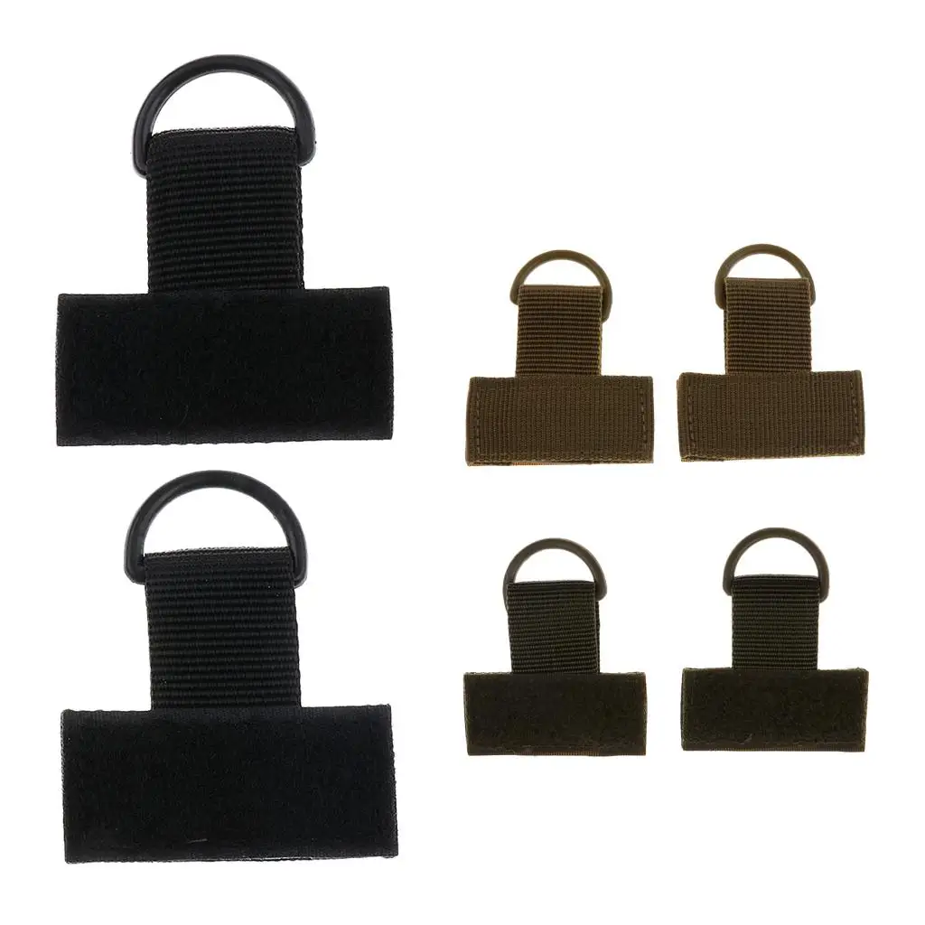 2pcs MOLLE Nylon Webbing T Hook & Loop D Ring Black/Tan/Army Green
