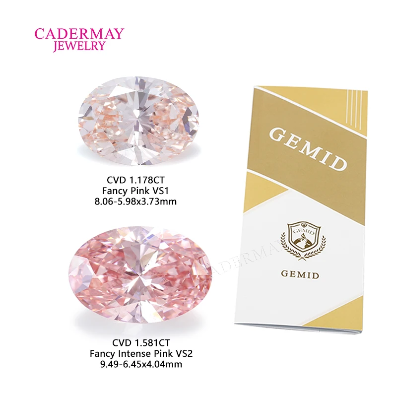 

In Stock GEMID Certificate CVD Pink Diamond 1.178ct 1.581ct Fancy Intense Pink Oval Shape Lab Grown Diamond For Jewelry Making