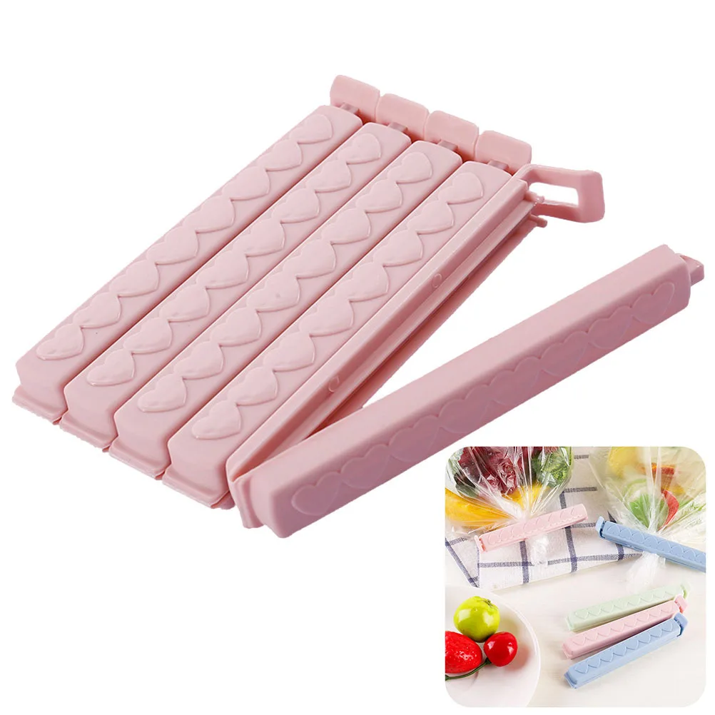 

5pcs Food Freshness Clips Heart Pattern Bag Sealing Clamps For Kitchen Storage Airtight Waterproof Bread Chips Food Seal