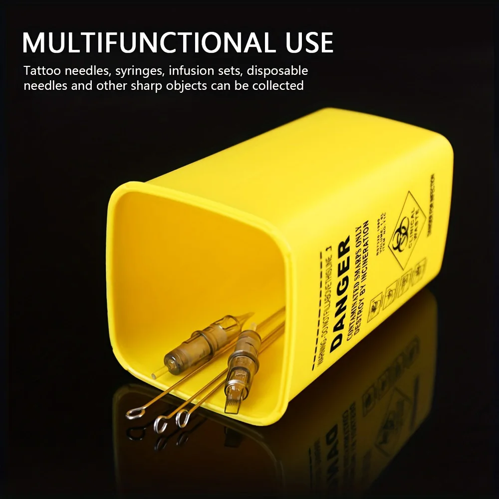 1L Plastic Tattoo Waste Box Medical Supplies Container Disposable Needle Tips Recycling Buckets Collection Tattoos Accessories