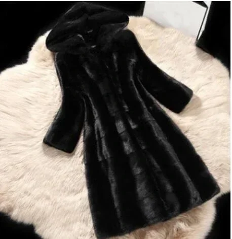 Winter Women Faux Sheepskin Fur Coat Luxury Long Fur Coat Loose Hooded OverCoat Thick Warm Female Plush Coats Fluffy Jacket