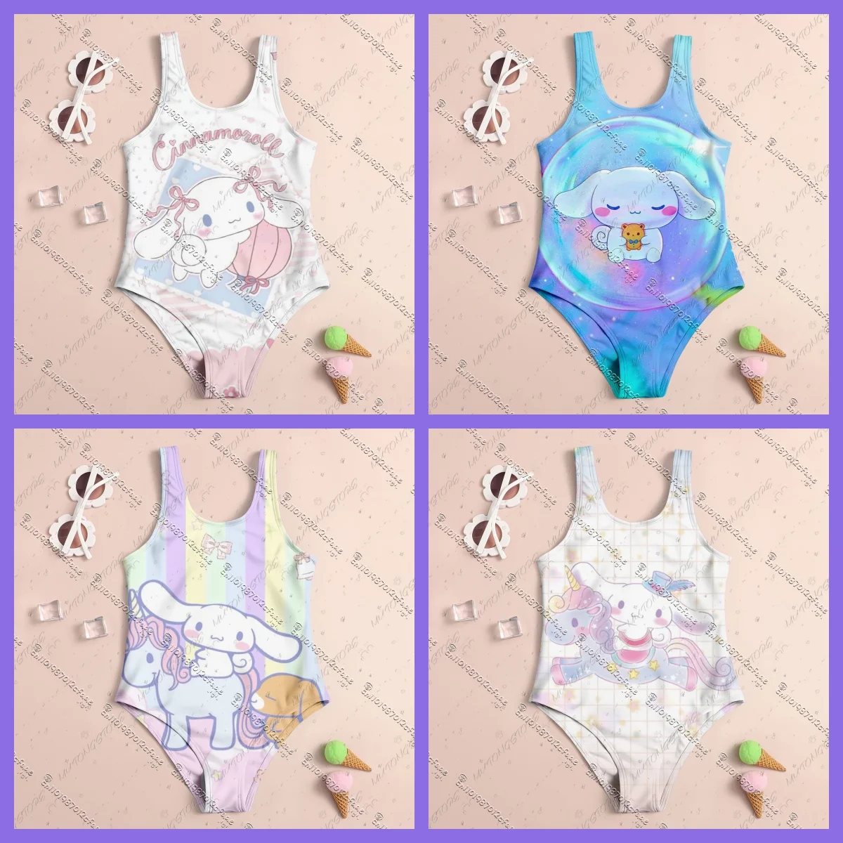 

2025 New Swimsuit MINISO Summer Cute Cinnamon Kids Clothes New 7-13 Girl Swimsuit Girls Women One-Piece 3d Print Beach Clothes