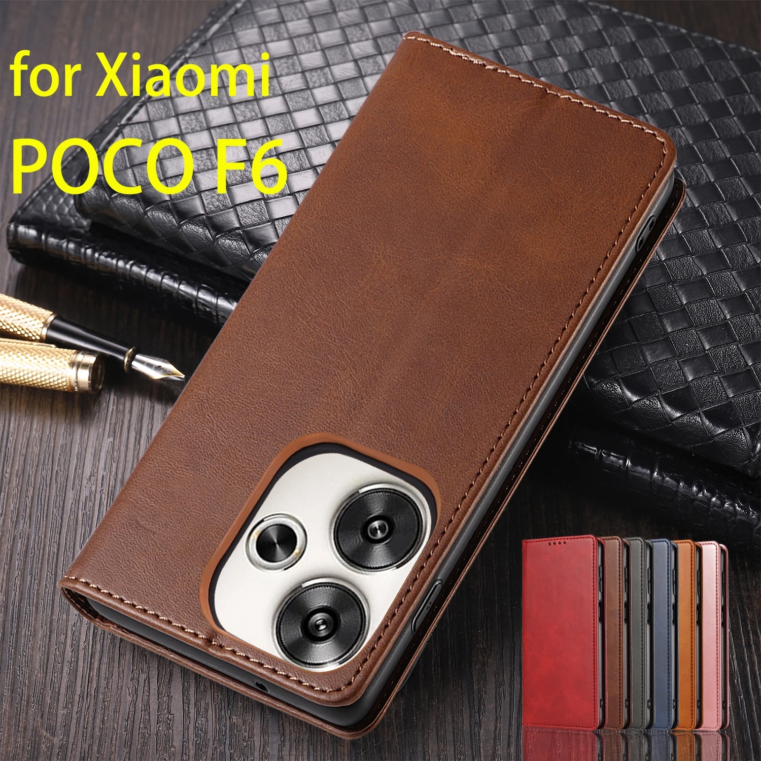 

Leather Case for Xiaomi POCOPHONE POCO F6 Flip Case Card Holder Holster Magnetic Attraction Cover Wallet Case Fundas Coque