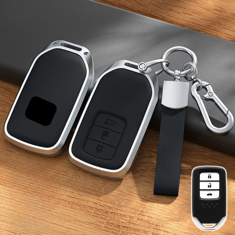 高品質のアルミニウム合金レザーケース,カーキーカバー,ホンダ用ホルダーバッグ,コードHR-V,シビックCR-V CR-V CR-Z