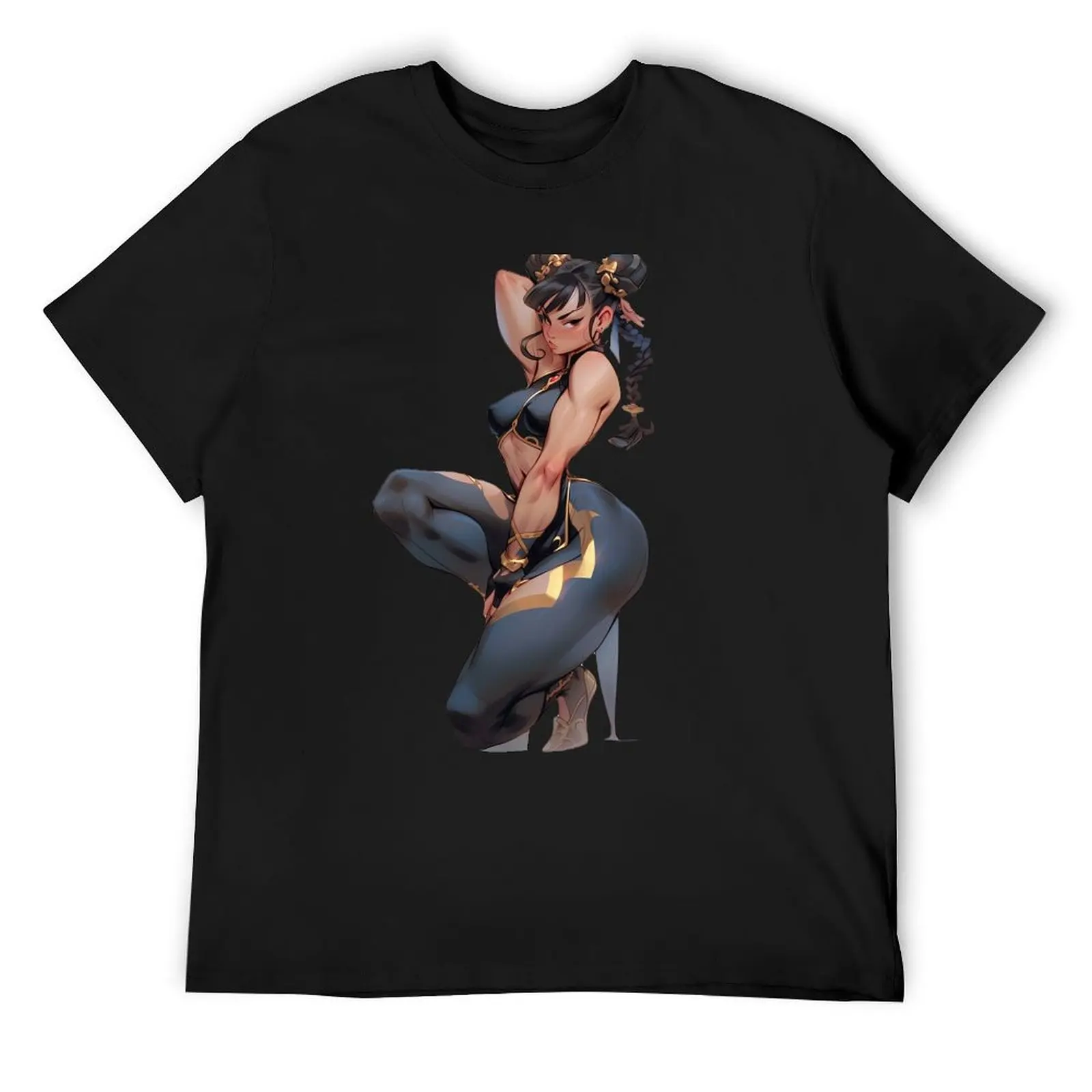 

Chun-Li black dress T-Shirt customs funny shirt cotton man clothes clothing for men