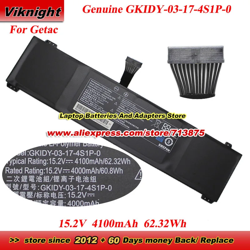 

Подлинный GKIDY-03-17-4S1P-0 для Getac GKIDY03174S1P0 Аккумулятор 4ICP6/62/69 15.2V 62.32Wh 4100mAh для Eluktronics Max-15 Series