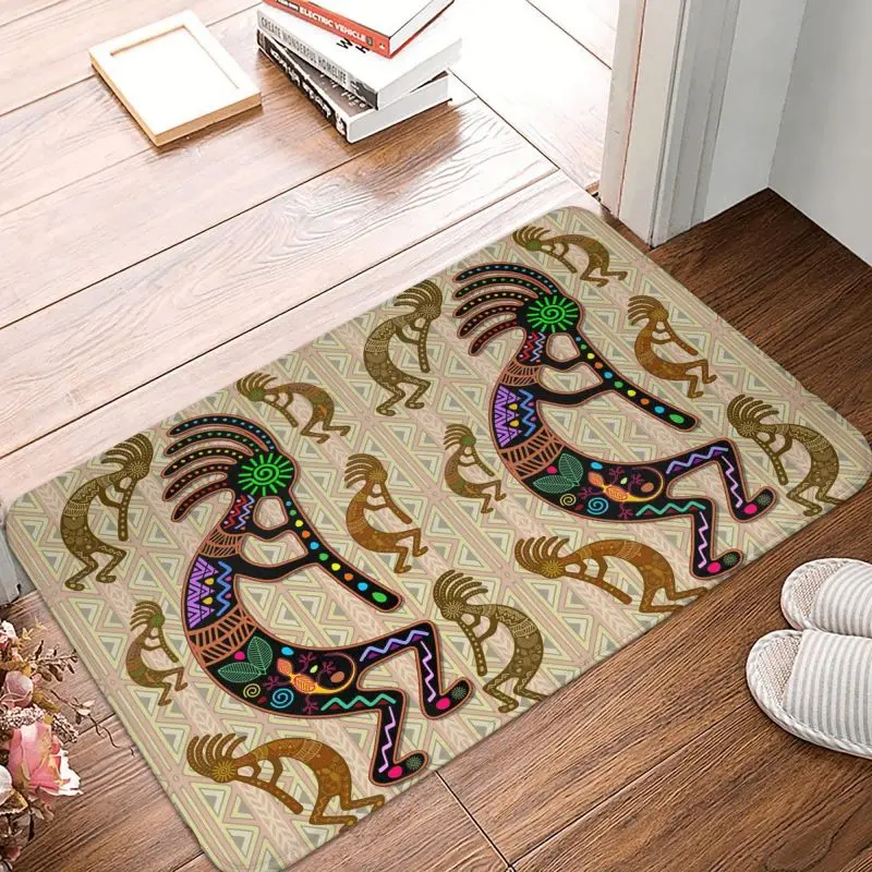 Custom Southwest Tribal Native American Kokopelli Doormat Anti-Slip Entrance Kitchen Door Floor Mat Toilet Rug Carpet Footpad