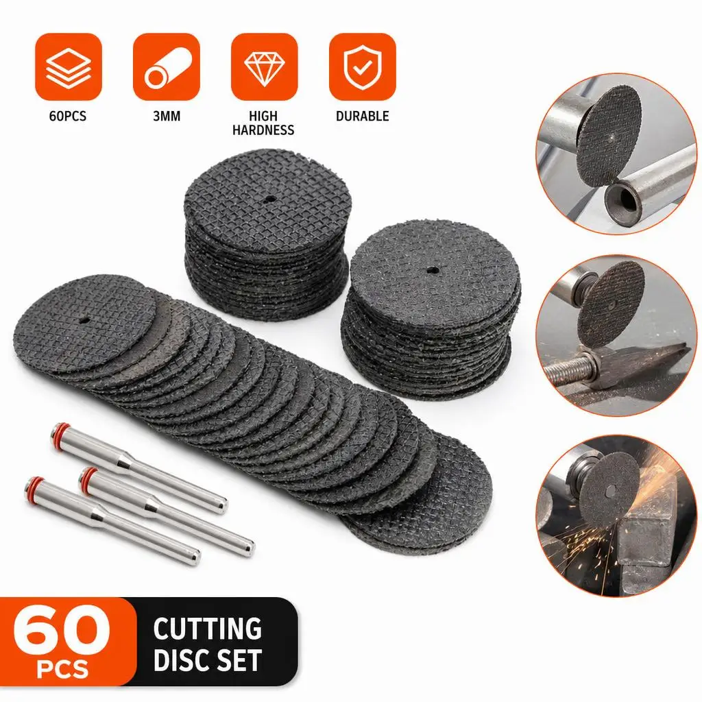 50PC Resin Grinding Wheel Abrasive Tools Fiberglass Reinforced Cutting Disc Cut Off Wheel with 4 Mandrels Fit Dremel Rotary Tool Accessories