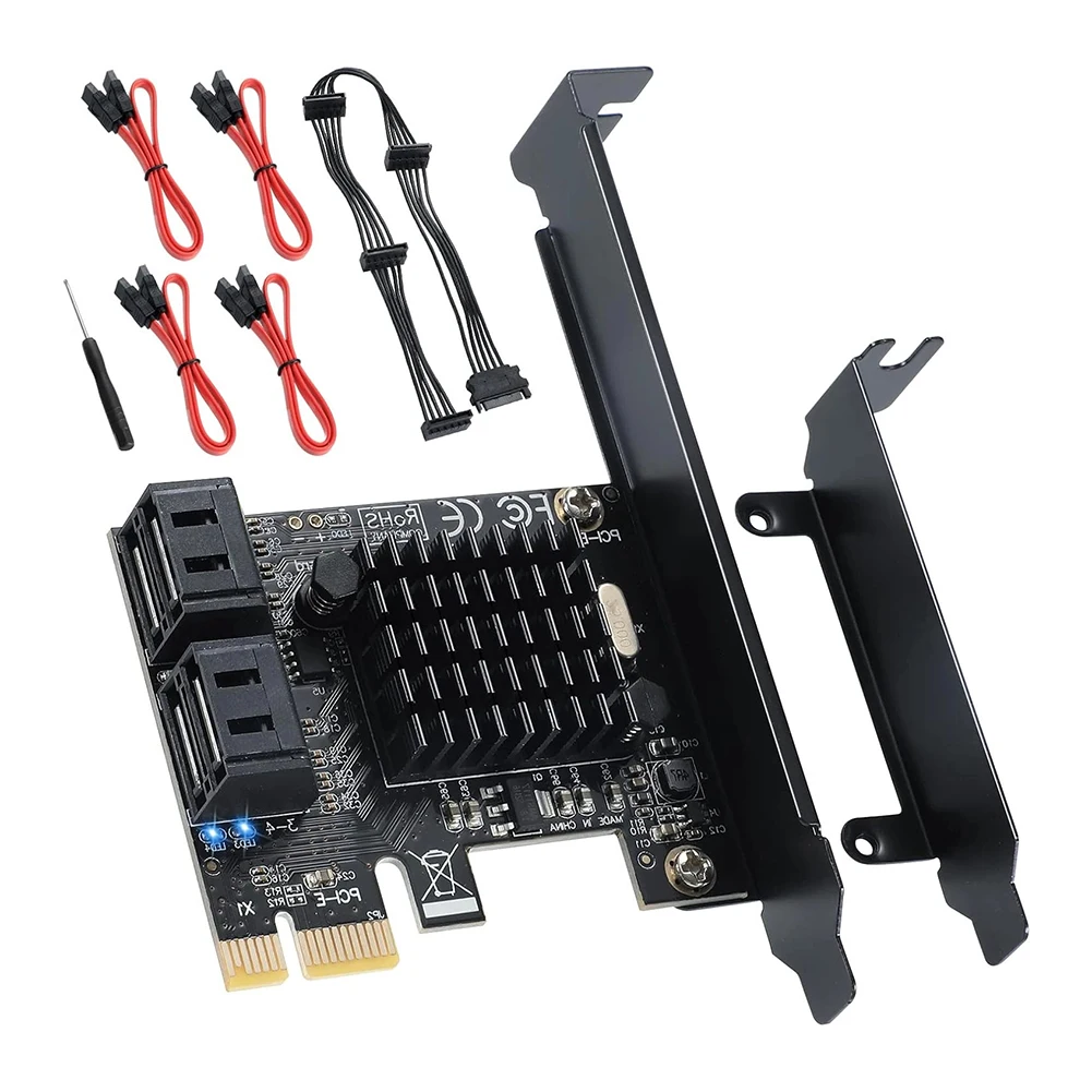 

1 комплект карт расширения PCI-E X1 для контроллера SATA 3.0, 4-портовые карты расширения III 6 Гбит/с, поддерживающие Windows 7/8/10/XP/2003/2008/Linux