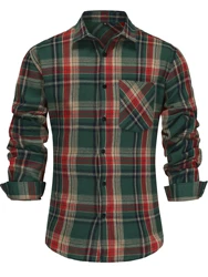 Pure Cotton Men's Plaid Shirt Long Sleeve Regular Fit Men Casual Oversized Shirt Leisure Autumn Male Blouse New Plus Size