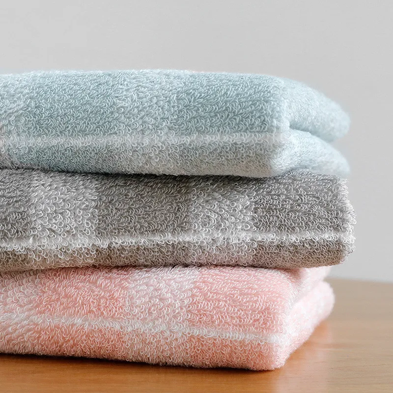 

1Pc 34x75cm 100% Cotton Classic Plaid Home Bathroom Soft Hand Towel Adult Face Care Wash Cloth