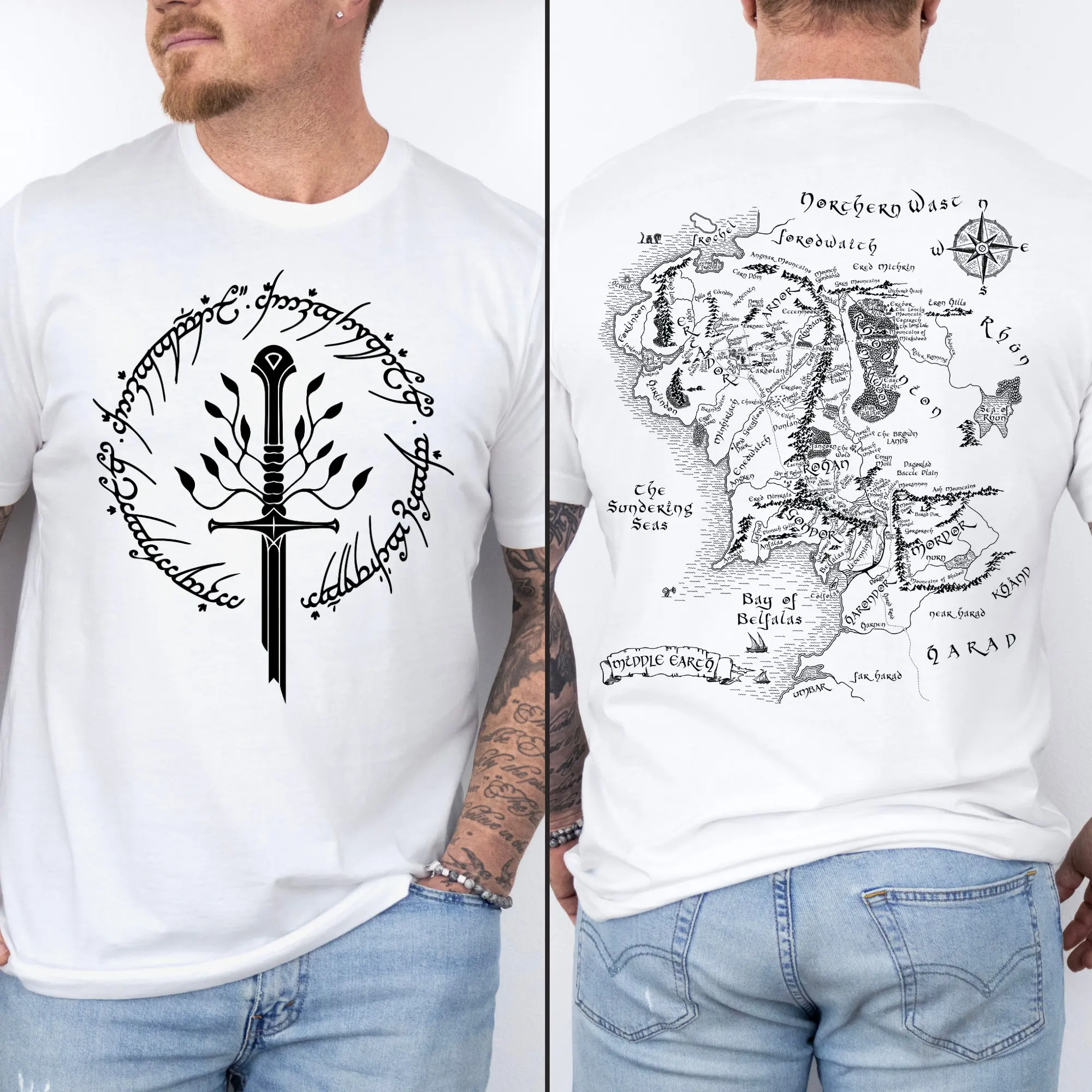 Sauron Ring Printed Oversized T-shirt Men Women Streetwear Oversized Short Sleeve Vintage Hip Hop T-shirts Female Male Clothing