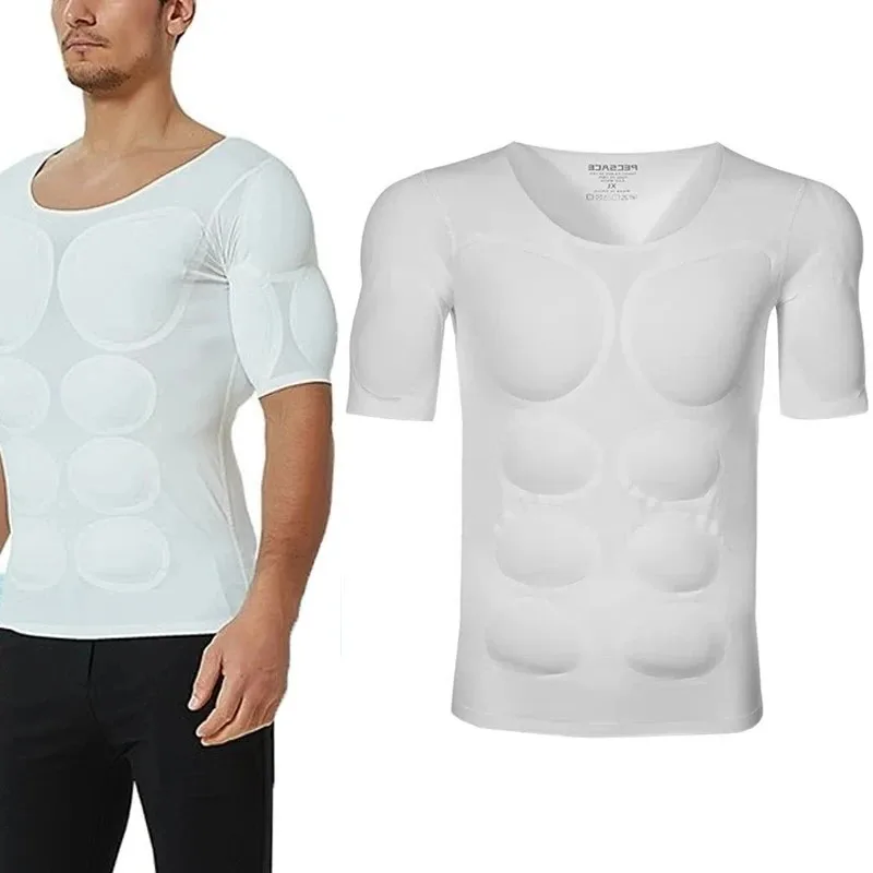 Man Cosplay Fake Clothes Fake Chest T-shirt Invisible Pads Simulation Slimming Underwear Body Shaper Sleeve Sponge Anime Shirt
