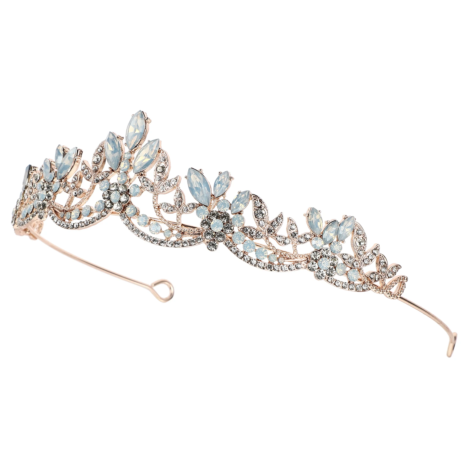 

1PC Exquisite Opal Crown Wedding Hair Accessory Glass Rhinestone Bridal Headwear Girls Beautiful Tiara