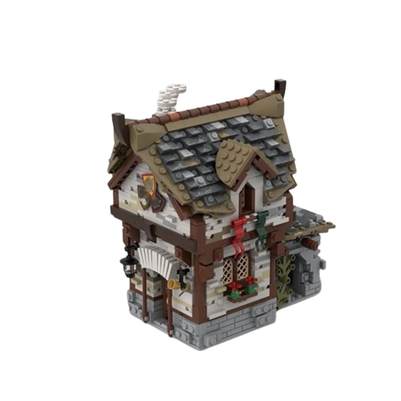 Spot Small Particle MOC-66338 Architecture Medieval Tavern Street View Creative Building Block Model Gift Toy Puzzle Ornament