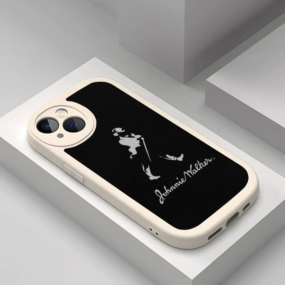 J-Johnnie Walker Logo Phone Case Lambskin For Iphone 15 14 Pro Max 11 13 12  Mini X Xr Xs 8 6 7 Puls Se Luxury Mobile Cover