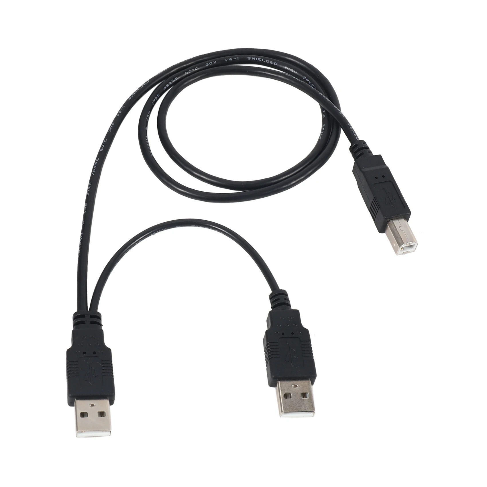 USB คู่2.0ตัวผู้ไปยังสาย Y ตัวผู้ขนาด80ซม. สำหรับเครื่องพิมพ์ & สแกนเนอร์และฮาร์ดดิสก์ภายนอก