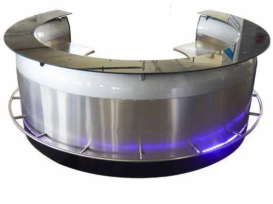 Custom Rustic Aviation Cowling Bar Furniture Circle Curved Bar Counter With LED Light Roof