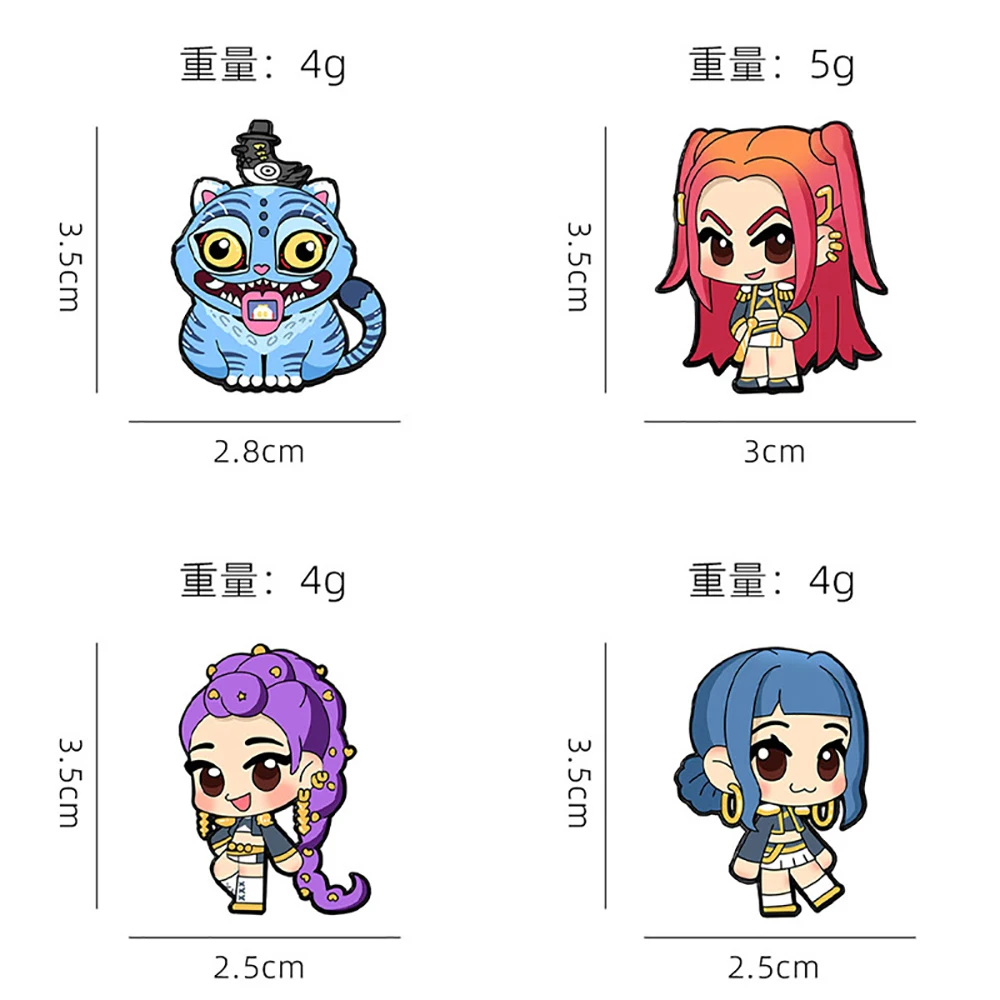 Broches Kpop Demon Hunters Huntrix en métal et émail, Badge pour sac à dos, bijoux amusants, cadeau pour enfants et amis, 4 pièces/ensemble