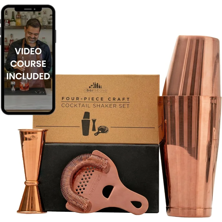 

Набор коктейльных шейкеров из 4 предметов, для профессионального и домашнего бара, набор премиум-класса для бара, в комплект входит ситечко, джиггер, набор шейкеров и 4 шт.