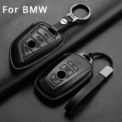 Leather Car Remote Key Case Cover Shell for BMW X1 X3 X5 X6 X7 1 3 5 6 7 Series G20 G30 G11 F15 F16 G01 G02 F48 Keyless Key Fob